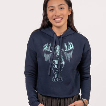 Chill Out Moose Crop Hoody: LG