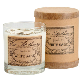 7oz Botanical Candle in Scotch Glass in Box - Choose A Scent: White Sage