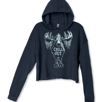 Chill Out Moose Crop Hoody: LG