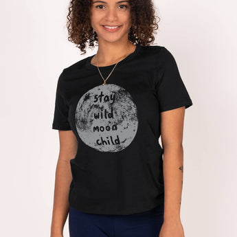 Stay Wild Moon Child Graphic Tee - Hippie Boho T-Shirt: LG